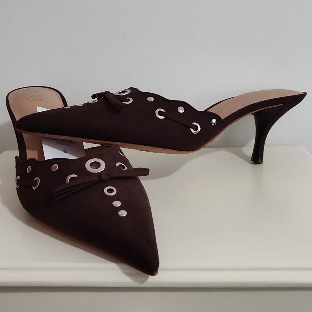 Time and Tru brown faux suede mules with kitten heels, NWTs, size 9